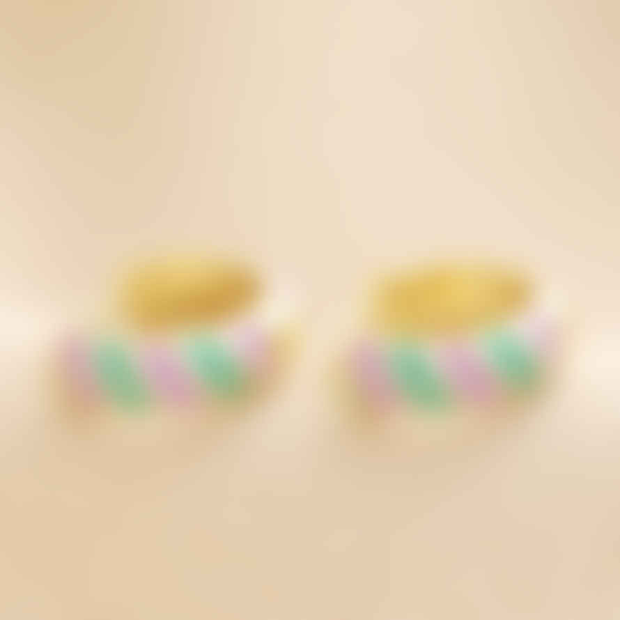Lisa Angel | Enamel Striped Hoop Earrings | Purple & Green