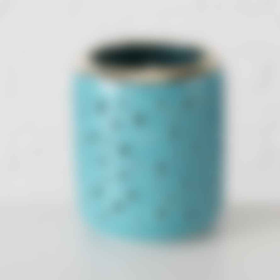 &Quirky Turquoise Ceramic Tealight Holder Large : Big Holes or Small Holes