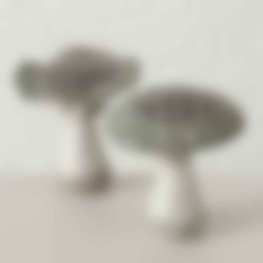 &Quirky Dotty Grey & White Mushroom : Round or Wave
