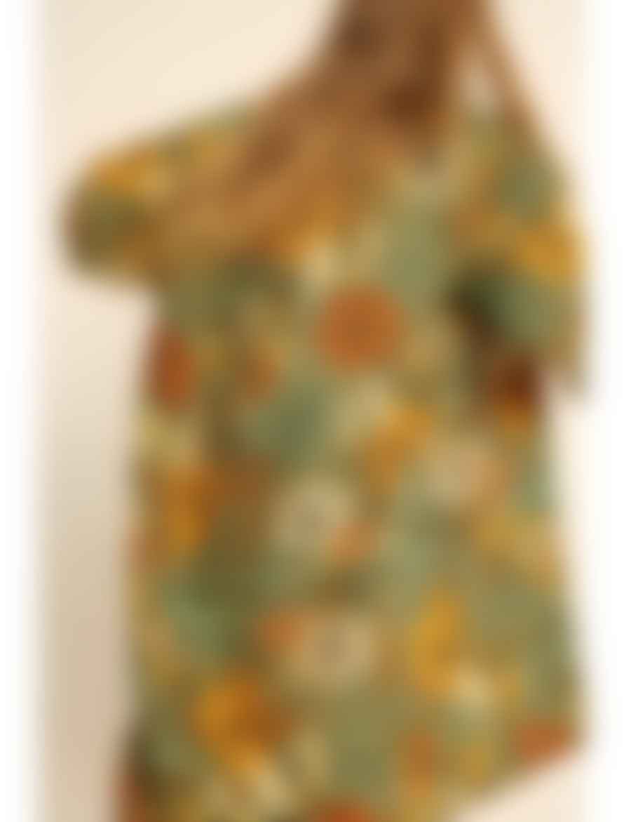 Natalie Martin Lennon Kimono Sunflower Stripe Moss Green