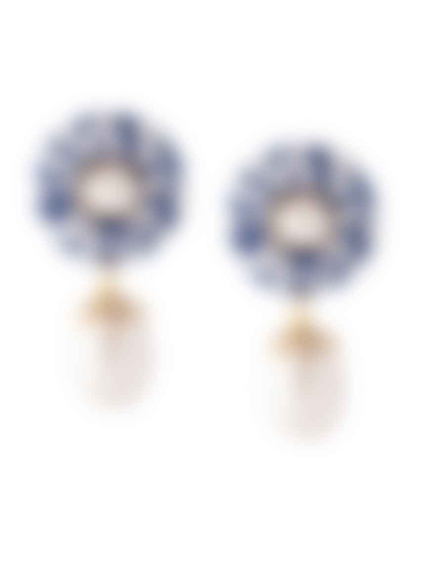 Shrimps Clothing Navy and Cream Derby Earrings