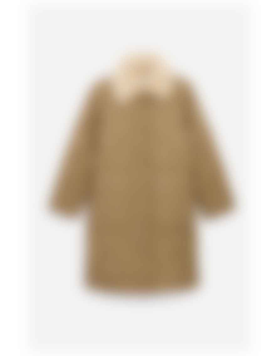 Vanessa Bruno Boy Quilted Long Coat with Sherpa Collar