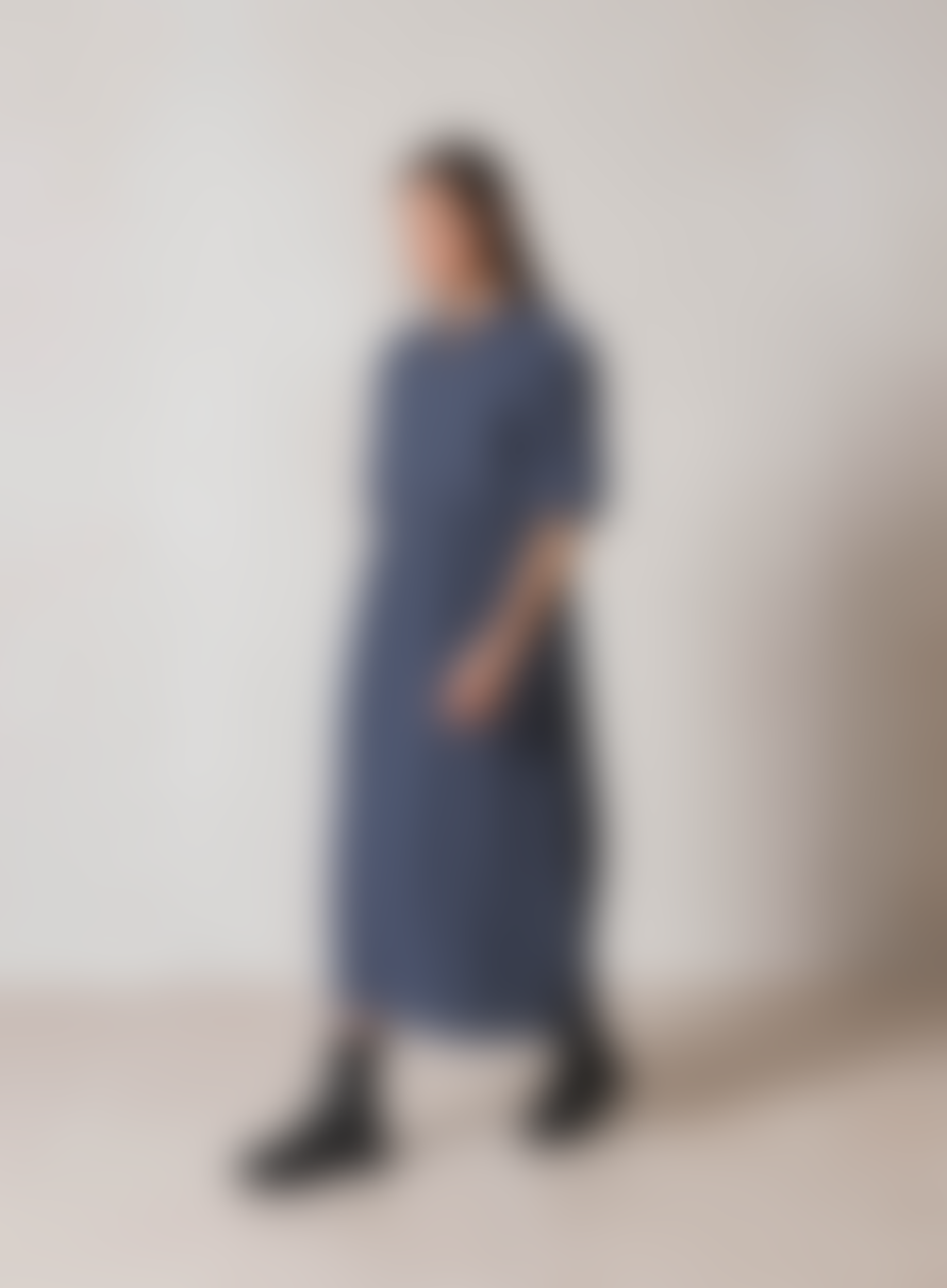Indi & Cold Maxi Shirt Dress In Night Blue From