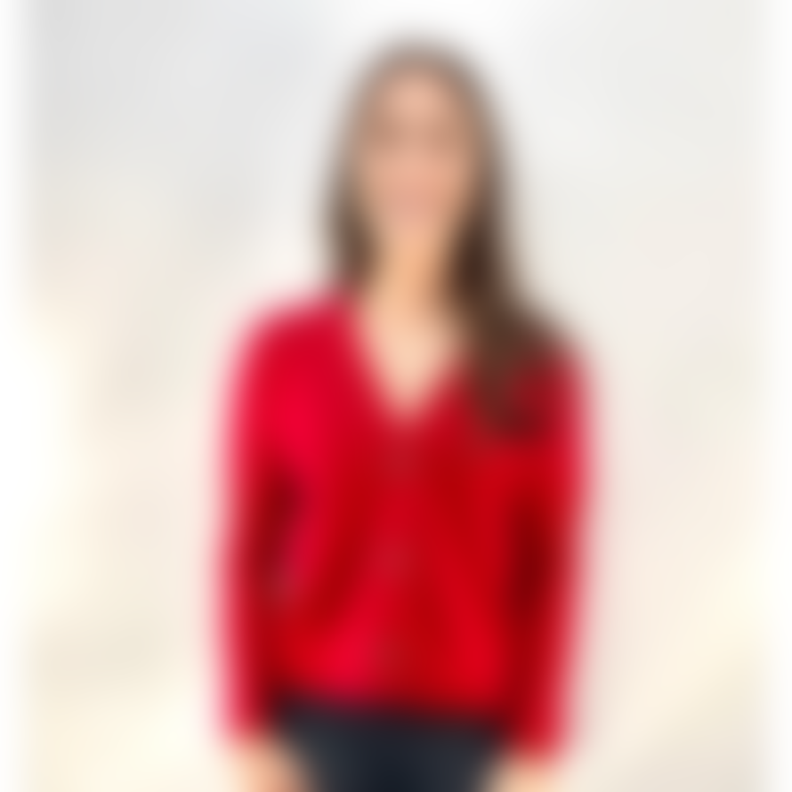 By Basics Box Cardigan With V Neck - Chilli Red, Xs