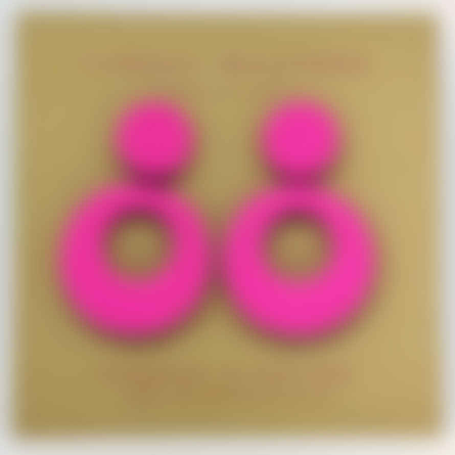 Lynsey Walters Retro Hoop Earring - Bright Pink