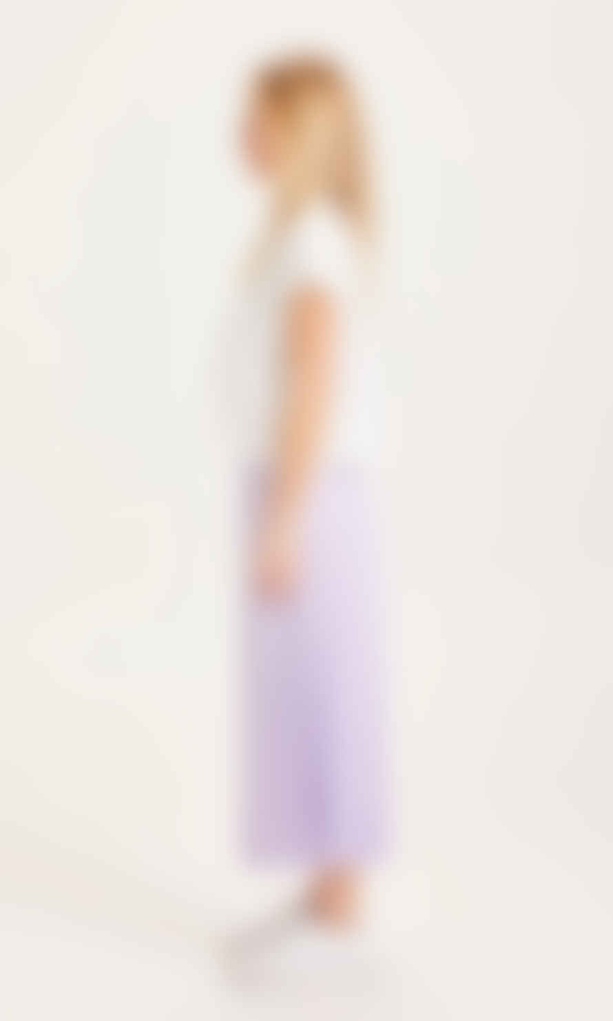 KNOWLEDGECOTTON Pastel Lilac Daffodil Pleated Midi Skirt 