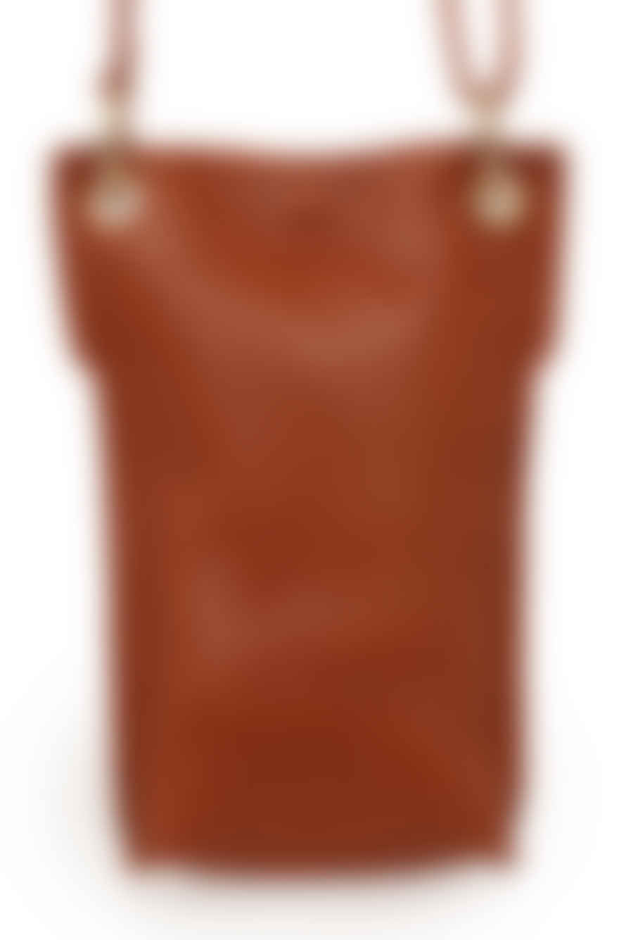 ATTIC WOMENSWEAR Italian Leather Crossbody Phone Pouch - Tan