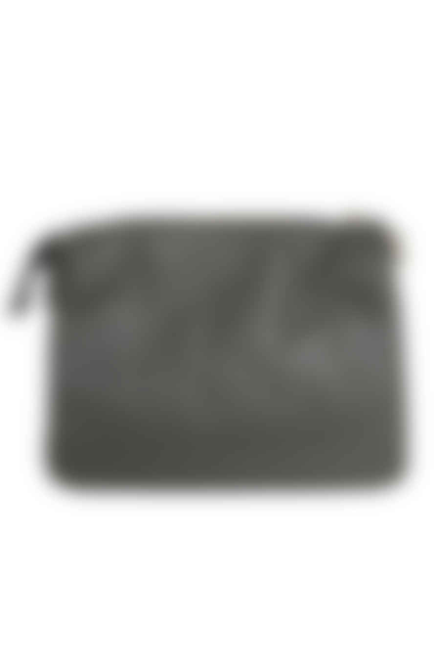 ATTIC WOMENSWEAR Italian Leather Triple Section Crossbody Bag - Dark Grey