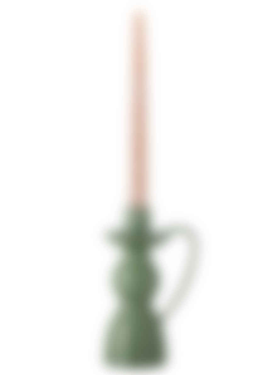 Bloomingville Tall Green Stoneware Fija Candle Holder 