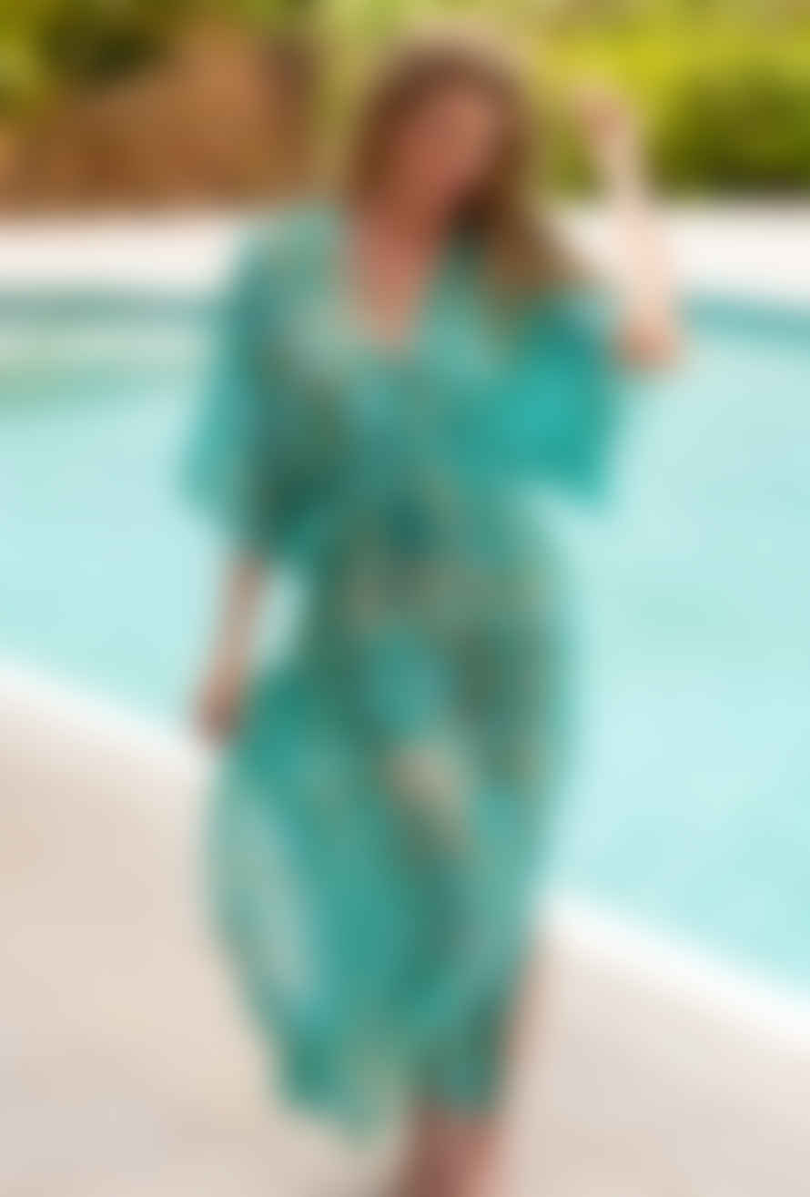 Sophia Alexia Aqua Pebbles Capri Kimono Dress