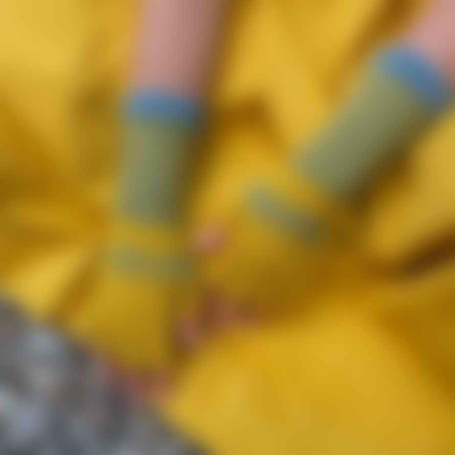Quinton & Chadwick Love Hope Fingerless Gloves- Yellow & Petrel