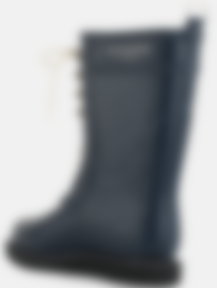 Ilse Jacobsen  Medium Length Rubber Lace Up Wellington Boots Dark Indigo Rub15 660