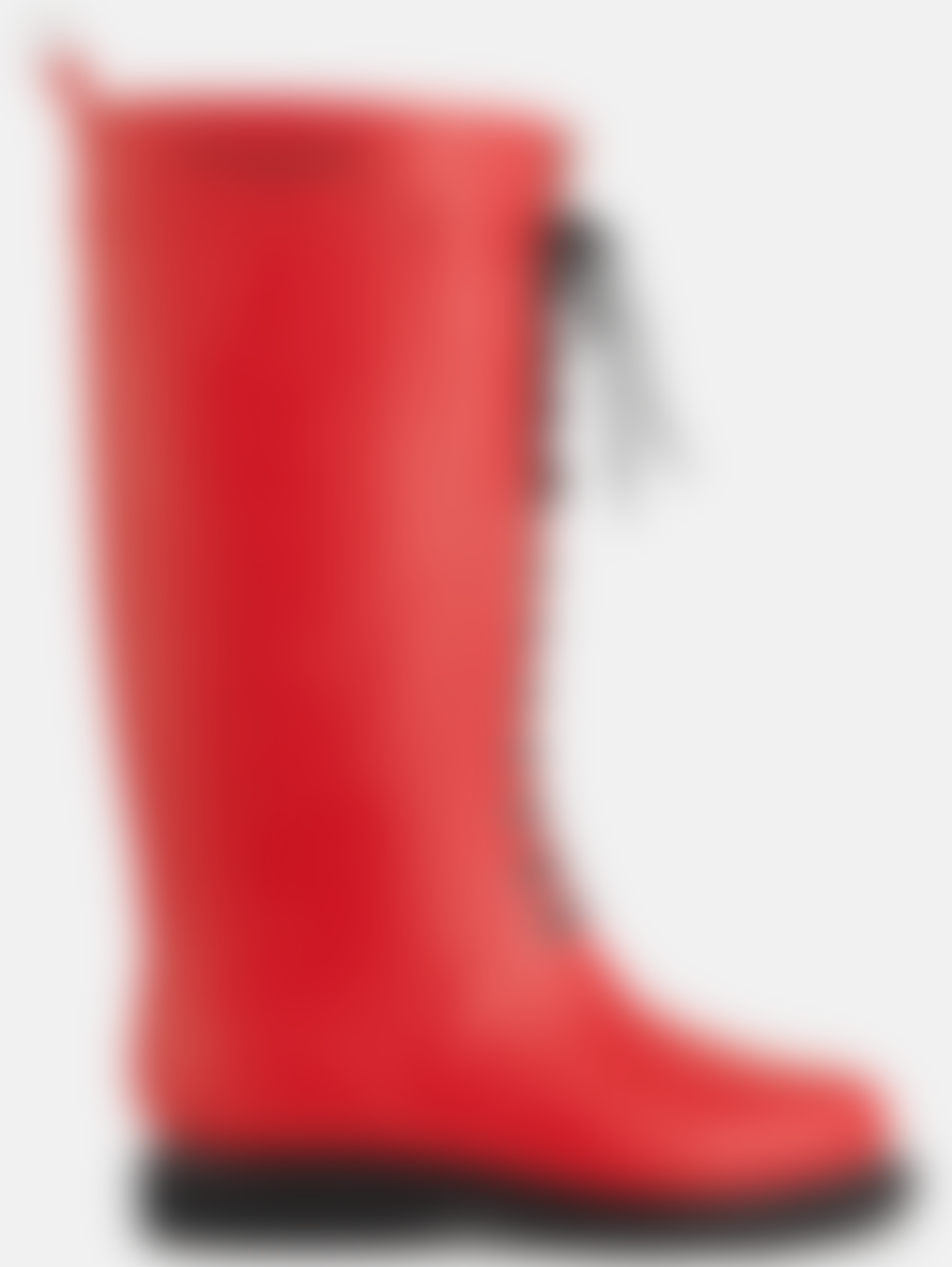Ilse Jacobsen  Long Length Rubber Lace Up Wellington Boots Red Rub1 303