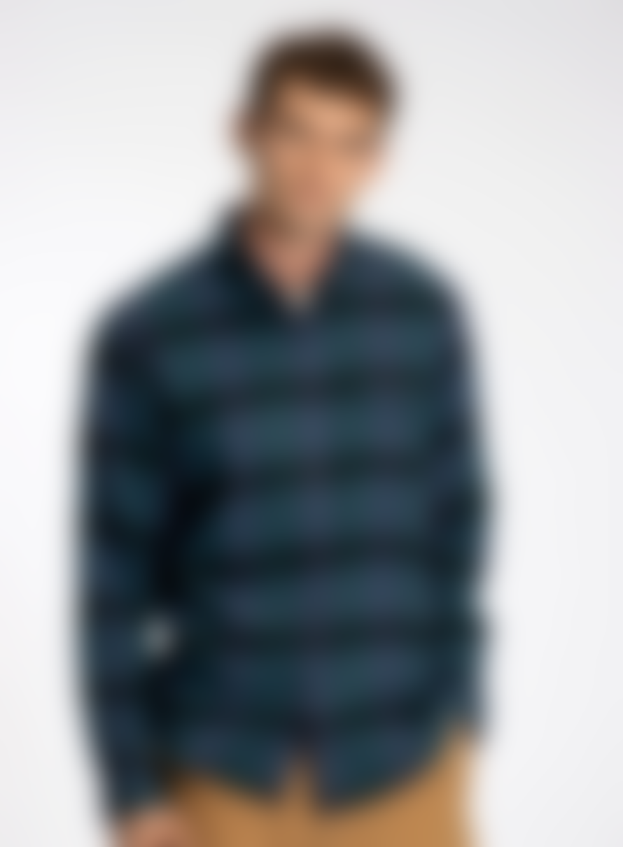 Far Afield Larry Ls Check Shirt In Meteorite Black/insignia Blue From