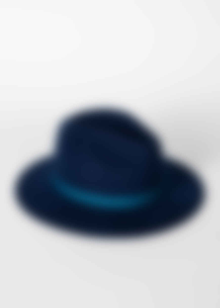 Paul Smith Navy Fedora Hat with Cobalt Blue Band
