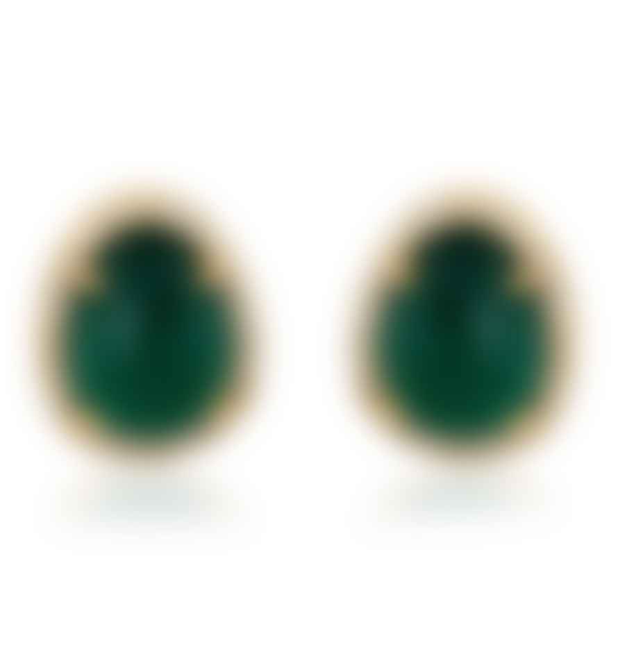 Nekewlam Earrings Green Onyx Oval Stud Earrings