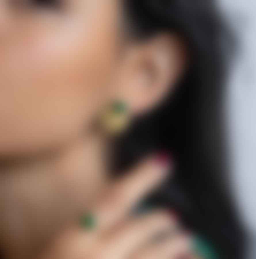 Nekewlam Earrings Green Onyx Risor Stud Earrings