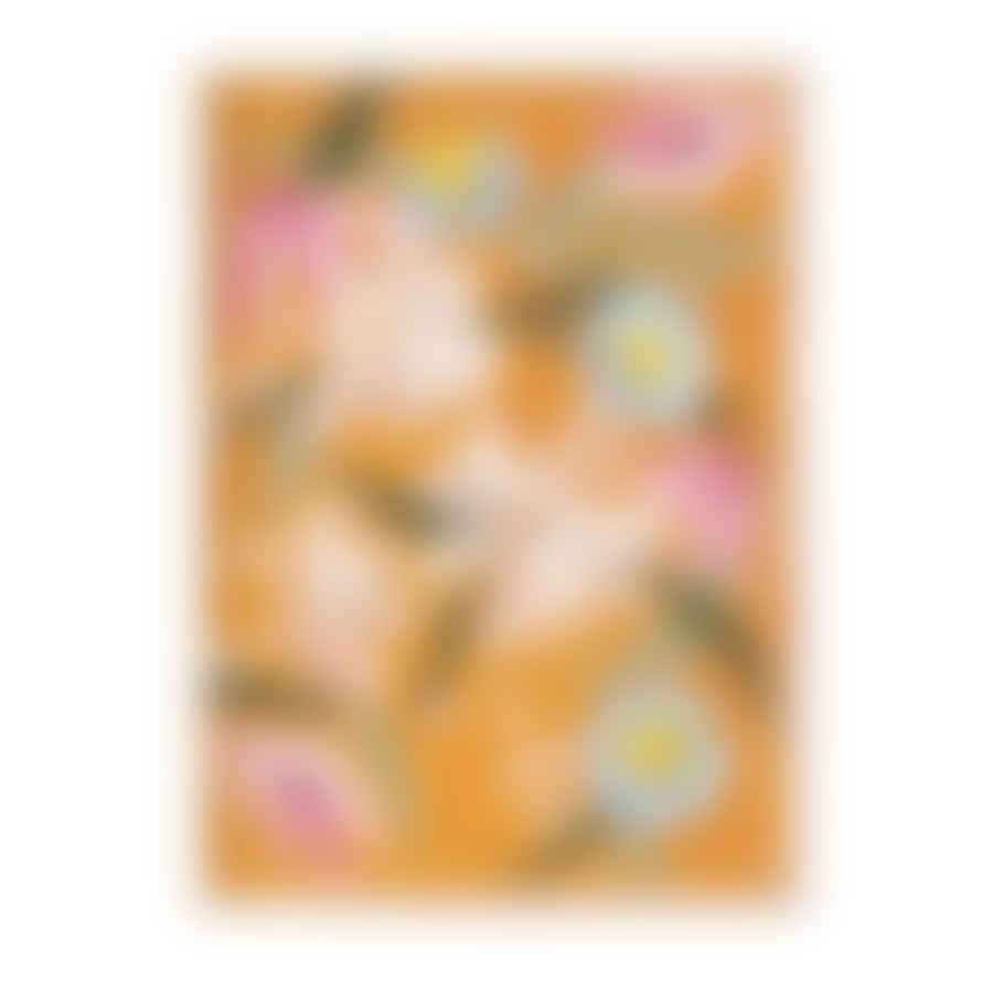 Candice Gray Floral Print A3 Orange Blooms