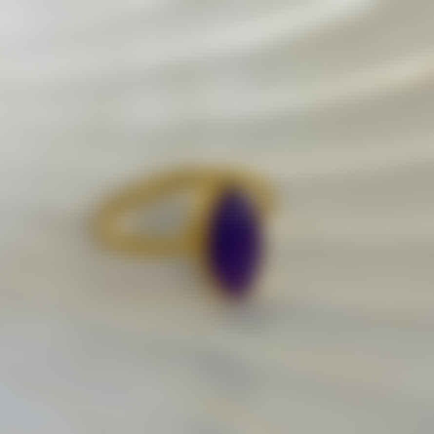 Nekewlam Ring Gold Lapis Gemstone Ring