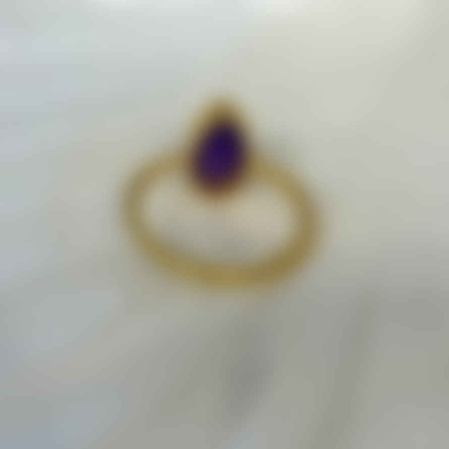 Nekewlam Ring Gold Lapis Gemstone Ring