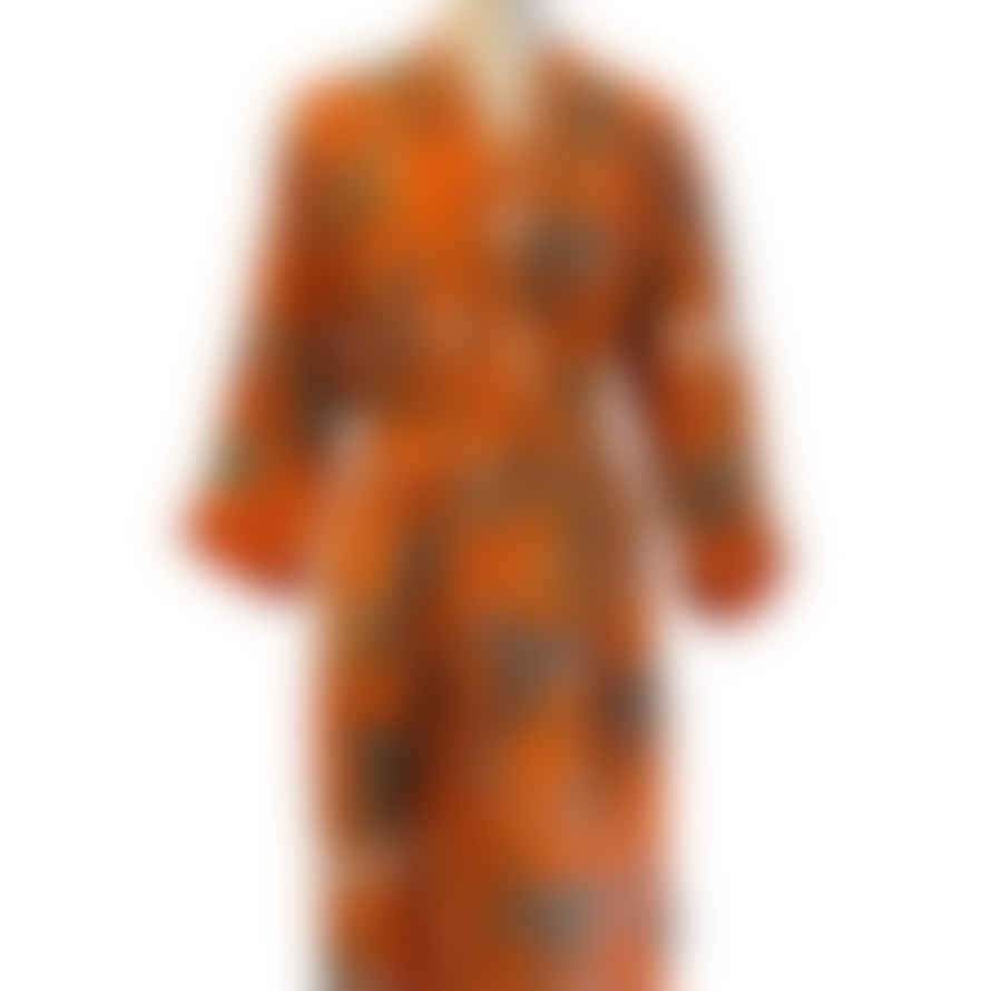 Behotribe  &  Nekewlam Cotton Kantha Kimono One Size Tangerine Wilderness