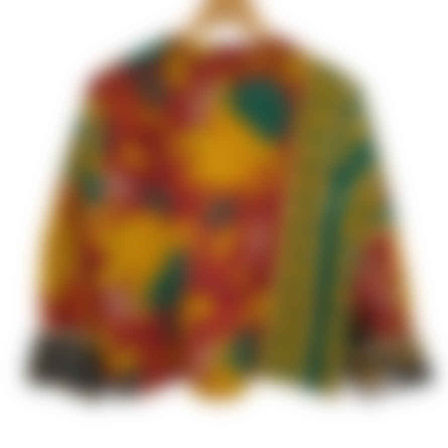 Behotribe  &  Nekewlam Jacket Cotton Kantha Reversable Vintage Fabric Bright Floral