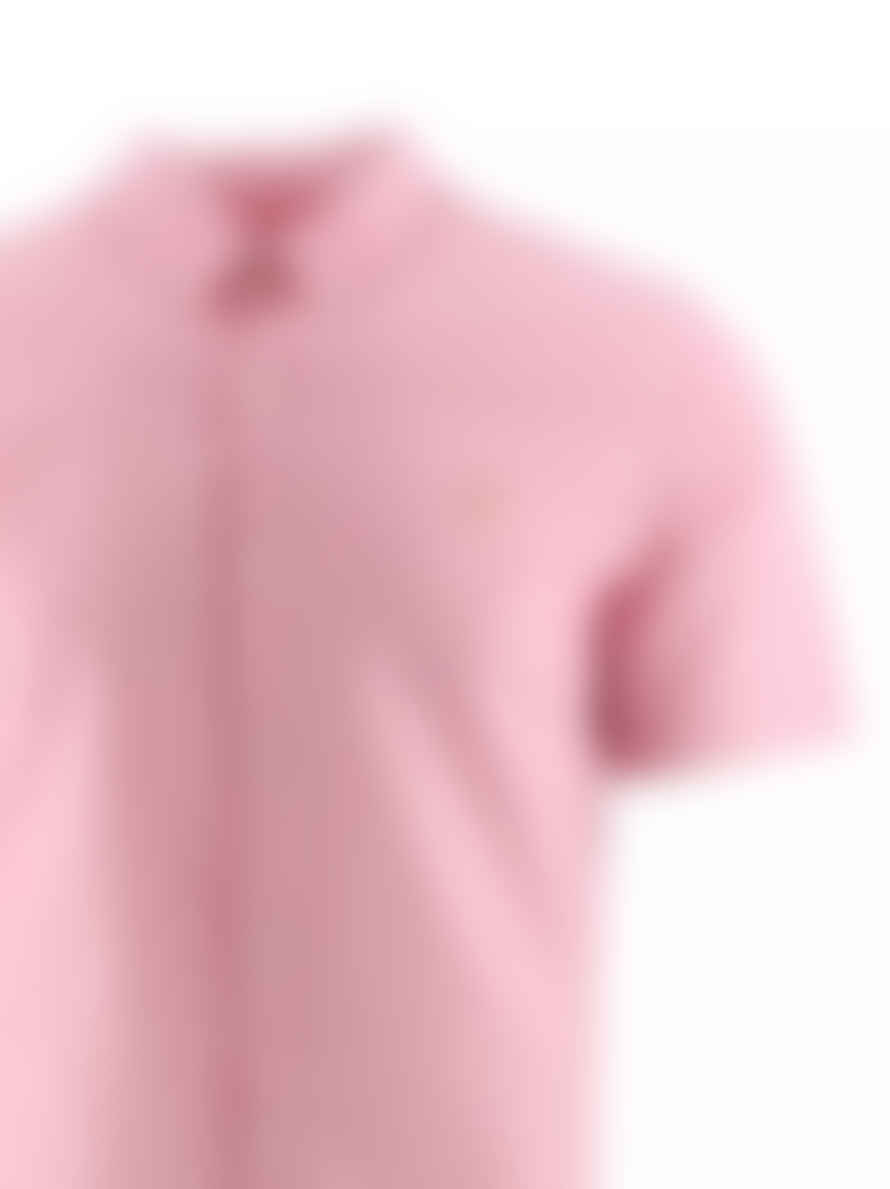 Farah Brewer Slim Fit Short Sleeve Oxford Shirt In Coral Pink