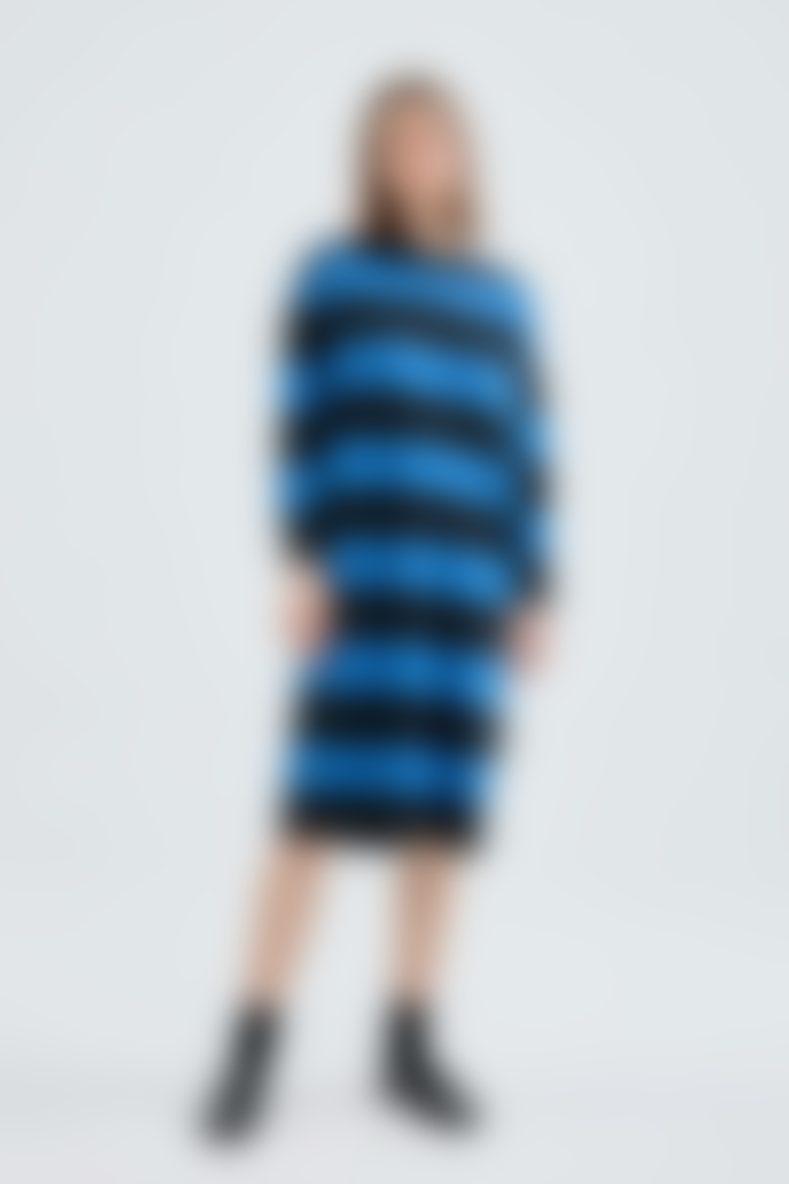 Compania Fantastica Striped Knit Midi Dress - Blue / Black