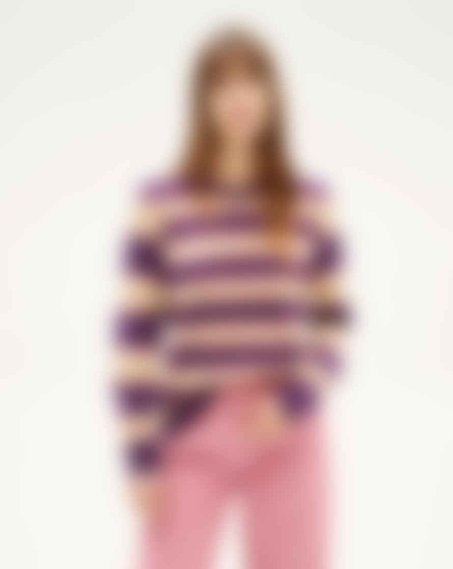 Thinking Mu Violet Striped Zoe Lana Merino Sweater
