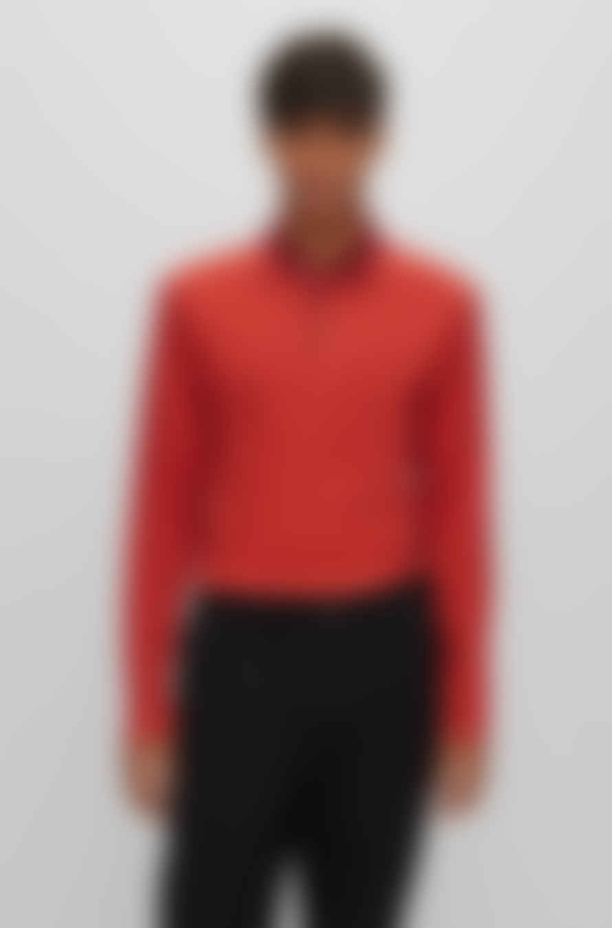 Hugo Boss Boss - Pleins 23 Dark Red Slim Fit Long Sleeved Polo Shirt 50500463 602