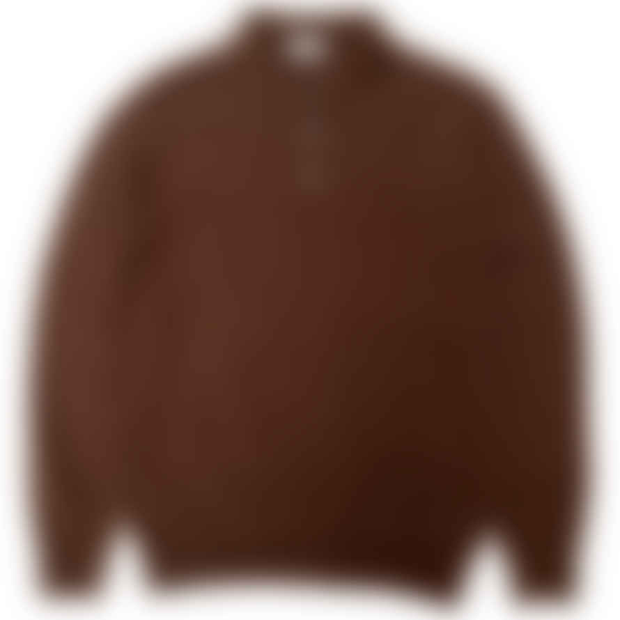 Gallia Rossi Knit Long-sleeved Wool Polo Shirt Brown