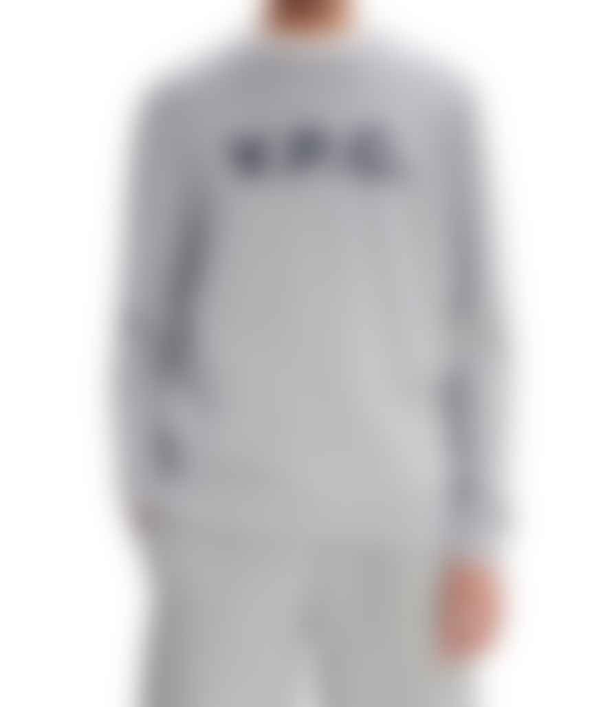A.P.C. Sweatshirt in heather grey organic cotton with a dark navy blue V.P.C. logo.