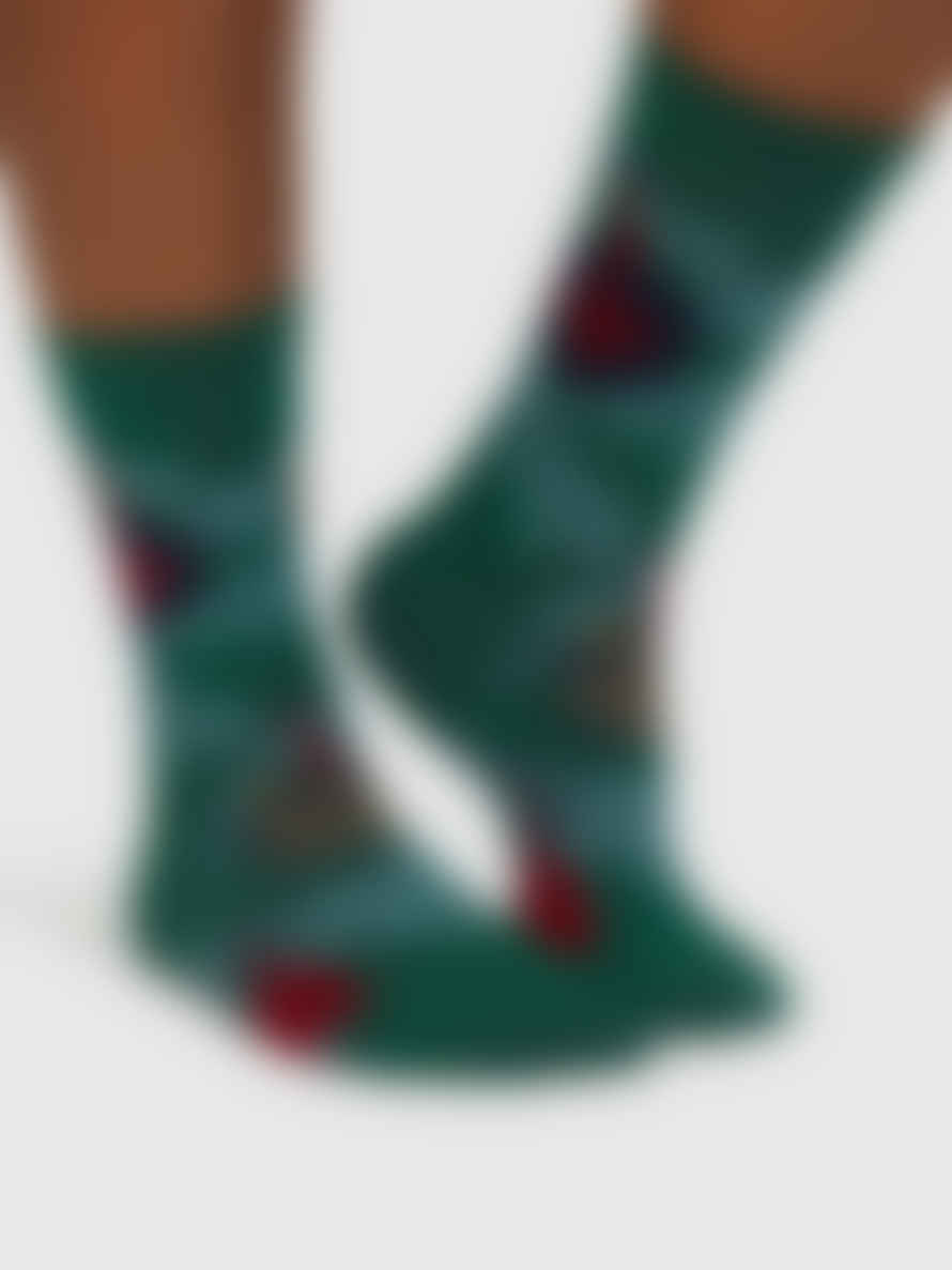 Thought Jemila Christmas Organic Cotton Socks - Pine Green