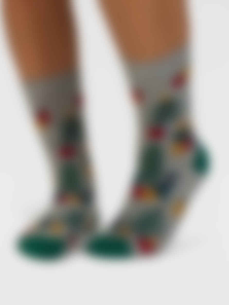 Thought Jemila Christmas Organic Cotton Socks - Mid Grey Marle