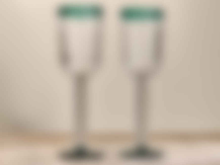 Nkuku Thimma Wine Glass - Clear & Teal - Set of 2