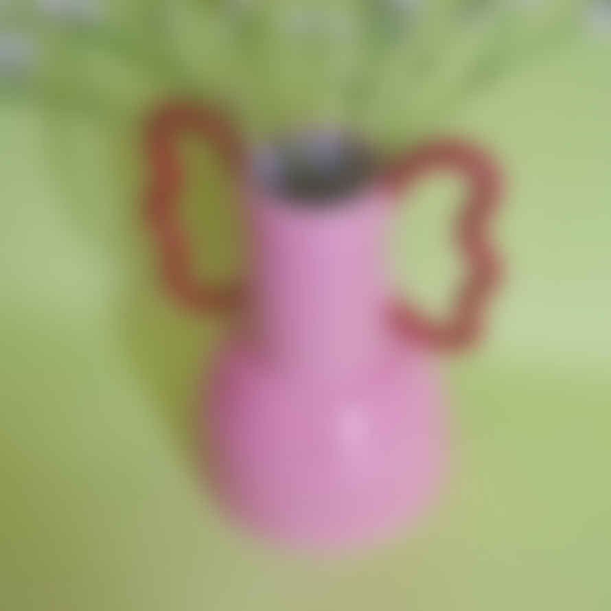 Florence Mytum Ceramics Pink Wiggle Handle Vase