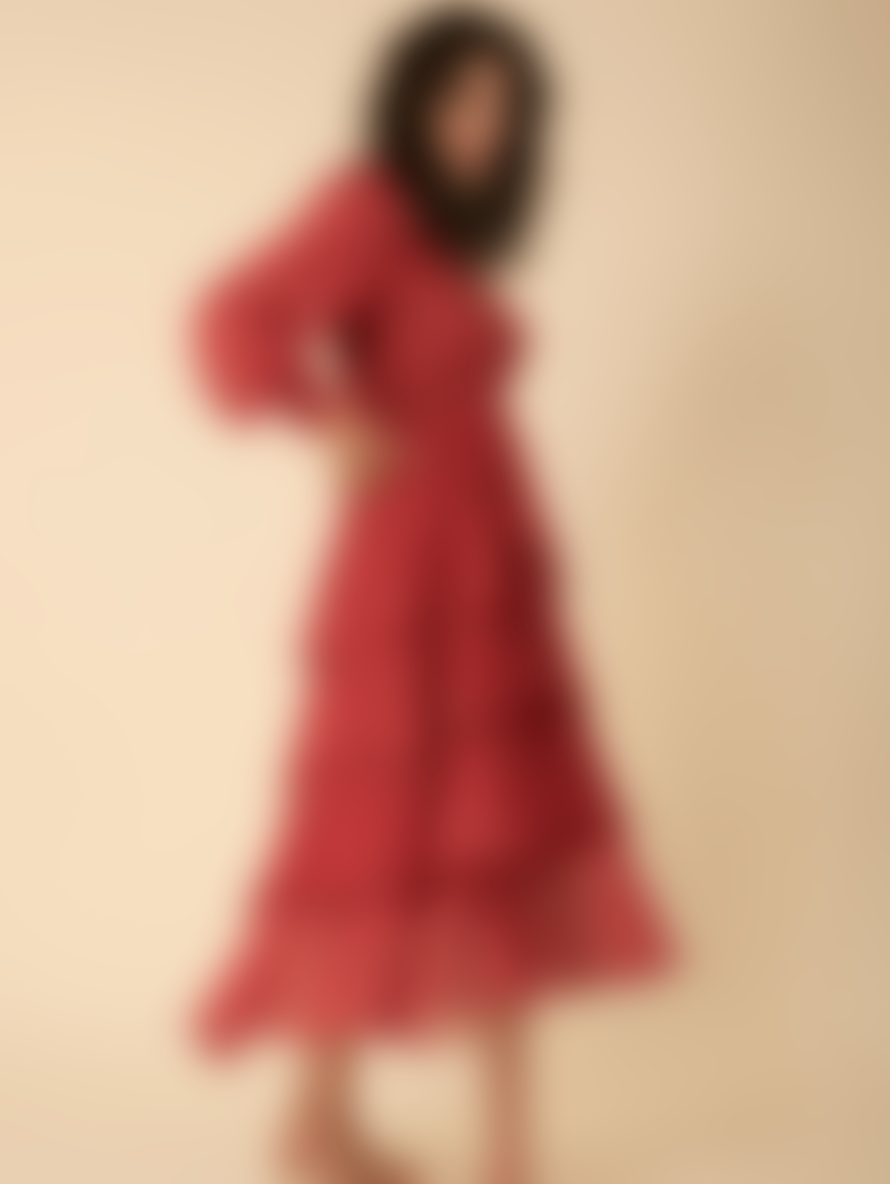 Hale Bob Alma Tiered Chiffon Maxi Dress In Raspberry 38EH6040