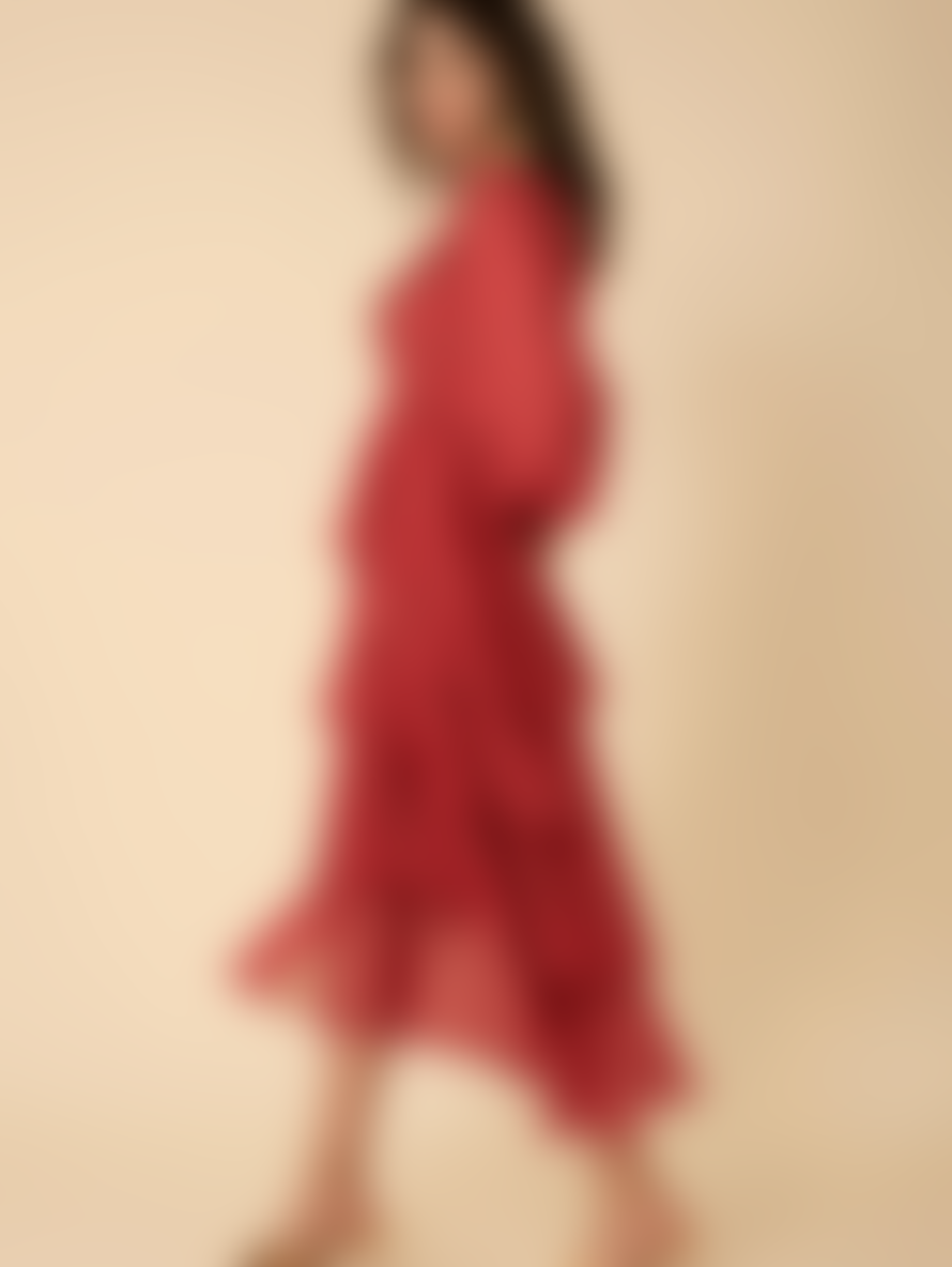 Hale Bob Alma Tiered Chiffon Maxi Dress In Raspberry 38EH6040