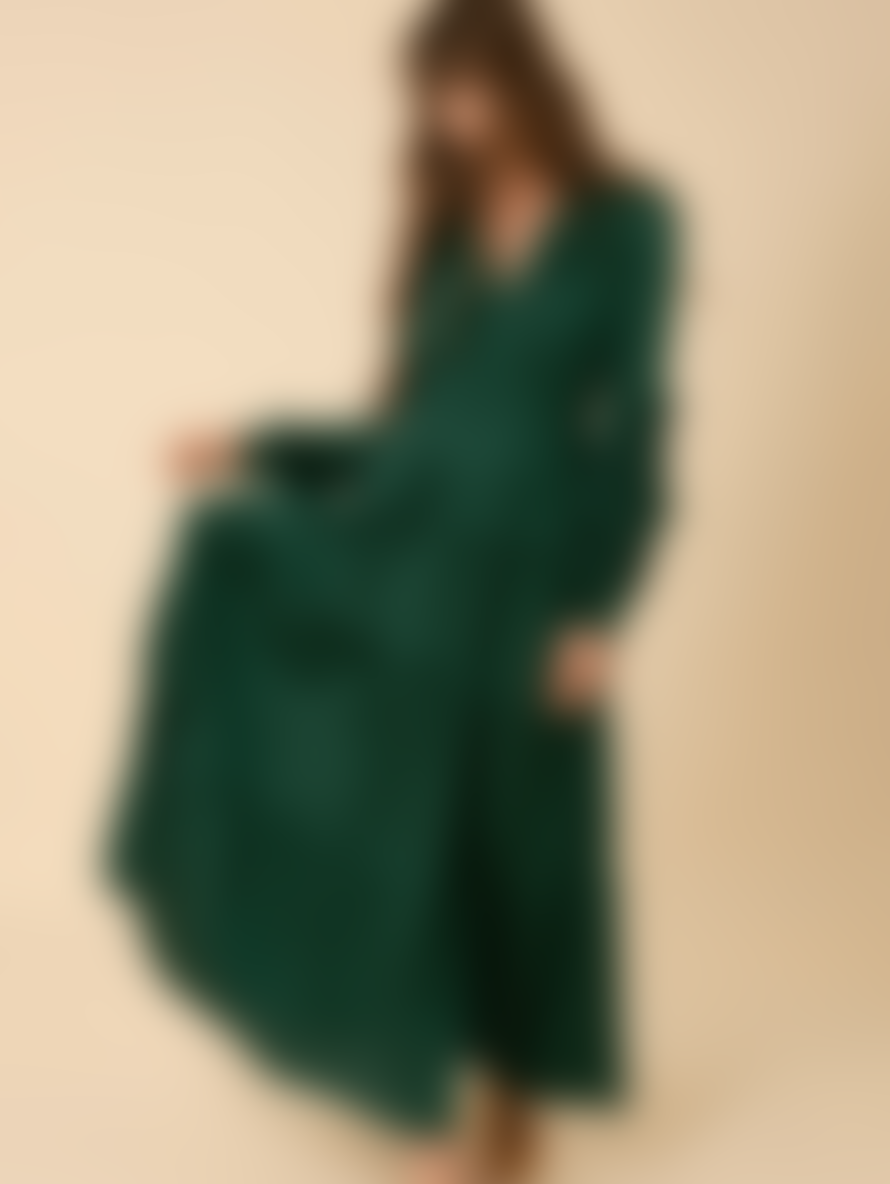 Hale Bob Charmeuse Mathilde Tiered Maxi Dress In Emerald Green 38TJ604S