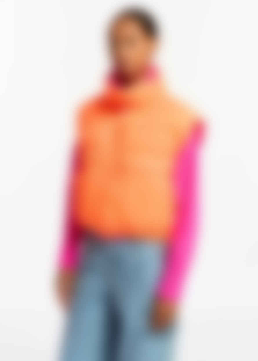 Essentiel Antwerp Epuff Sleeveless Reversible Puffer Jacket In Orange And Pink