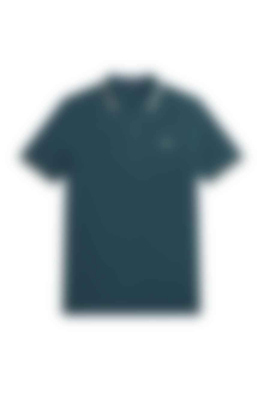 Fred Perry Slim Fit Twin Tipped Polo Petrol Blue / Light Oyster / Light Oyster