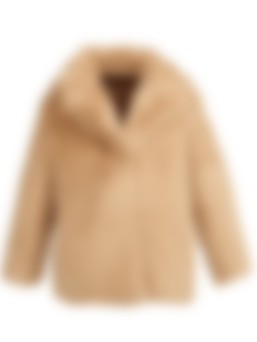 Freed Riley Faux Fur Hip Length Coat In Sand