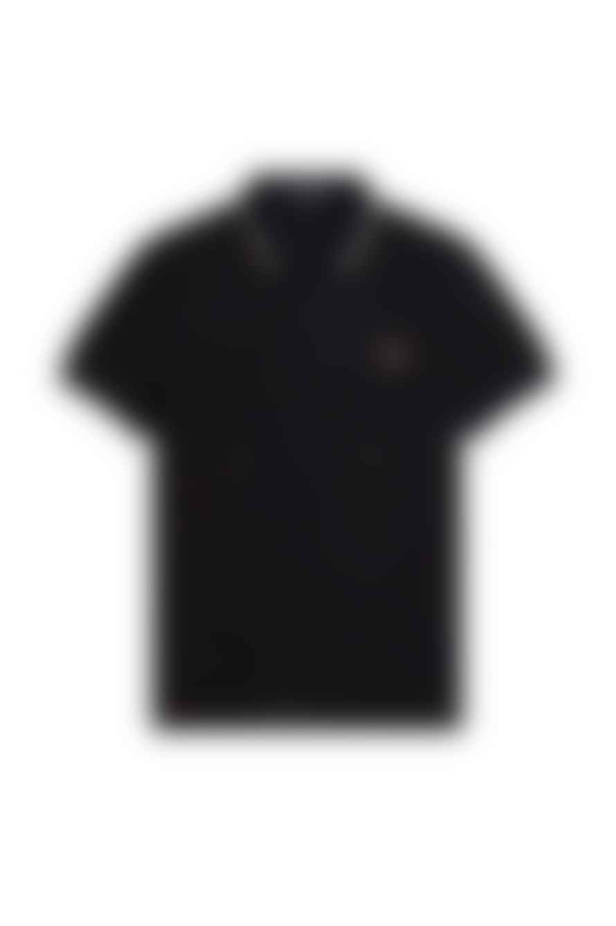 Fred Perry Slim Fit Twin Tipped Polo Black / Cyber Blue / Light Rust