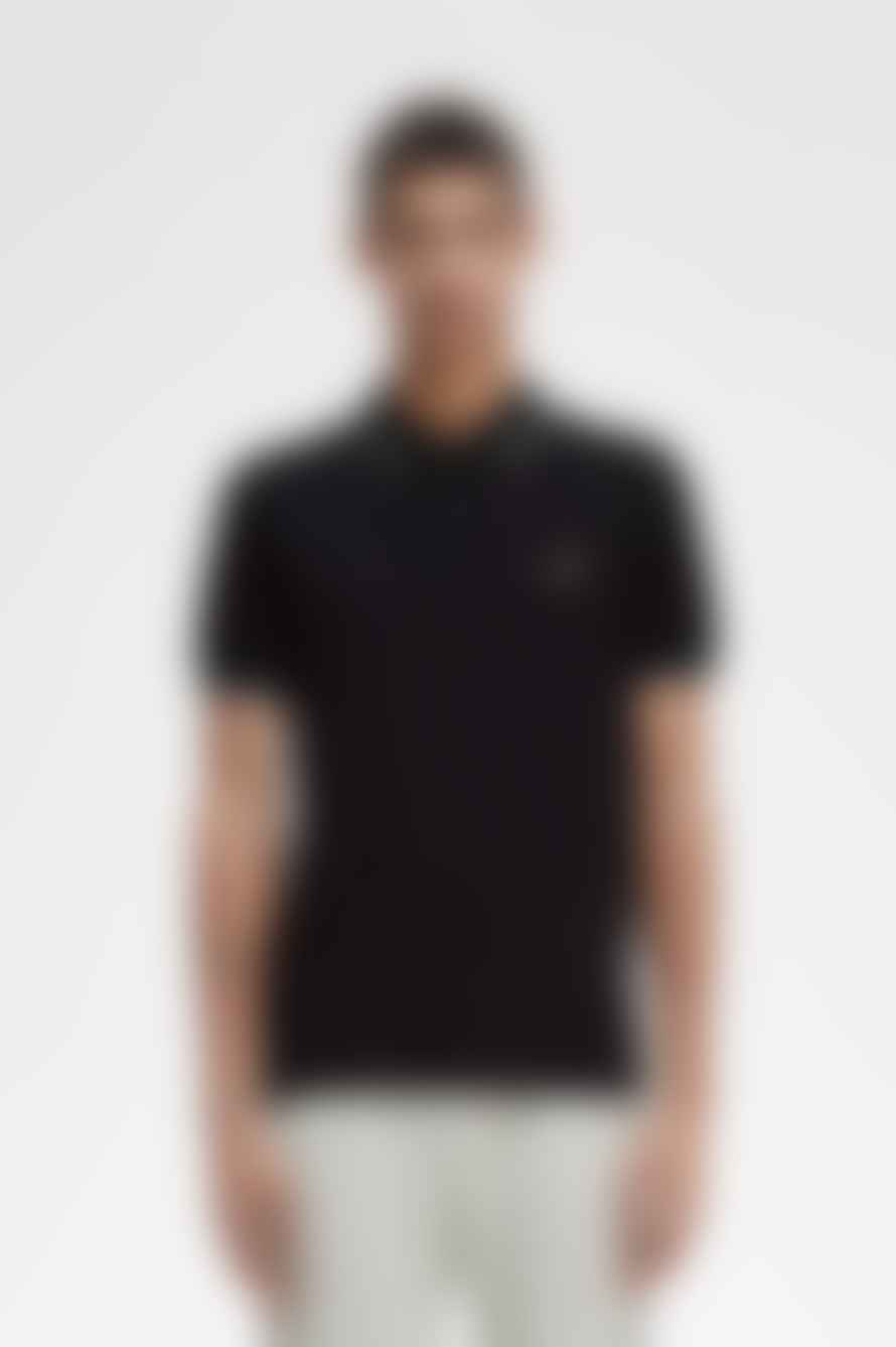 Fred Perry Slim Fit Twin Tipped Polo Black / Cyber Blue / Light Rust