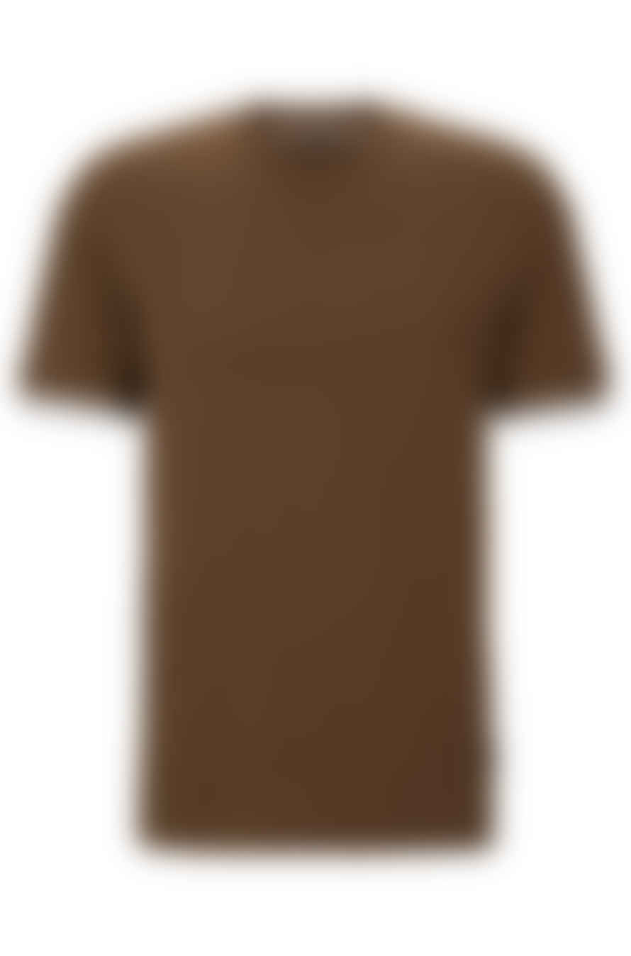 Hugo Boss Thompson 04 Open Green/brown T Shirt with Signature Stripe Cuff Detail 50501097 361