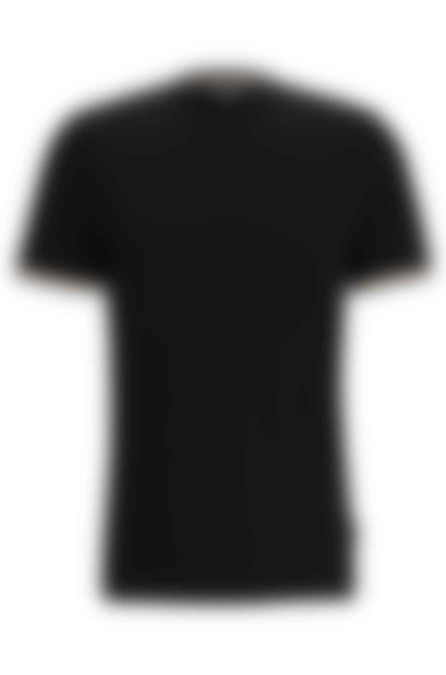 Hugo Boss Thompson 04 Black Cotton Jersey T Shirt with Signature Stripe Cuff Detail 50501097 001