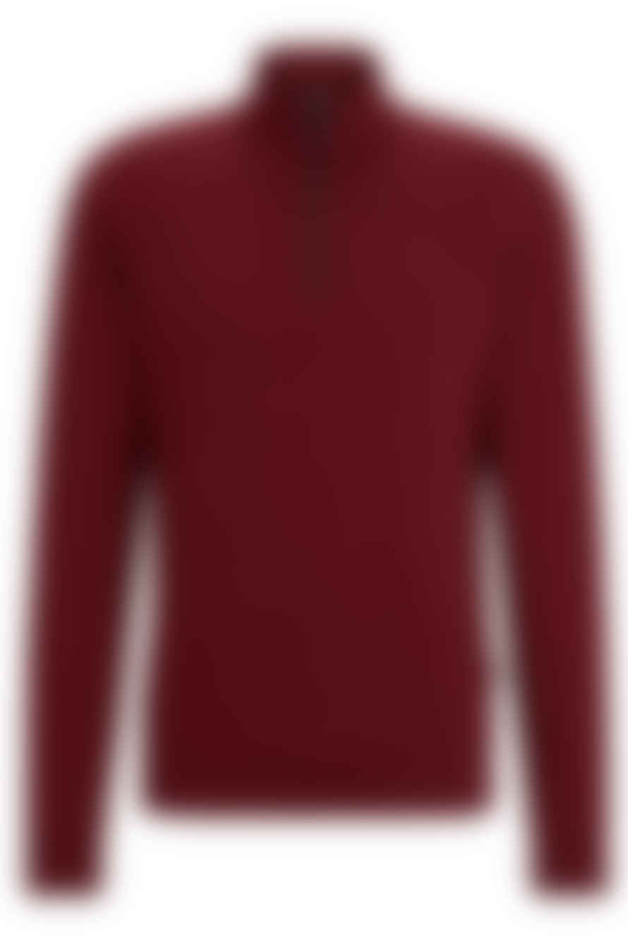 Hugo Boss Boss - Sidney 74 Dark Red Zip Neck Sweatshirt In Mercerized Jacquard Cotton 50500328 602