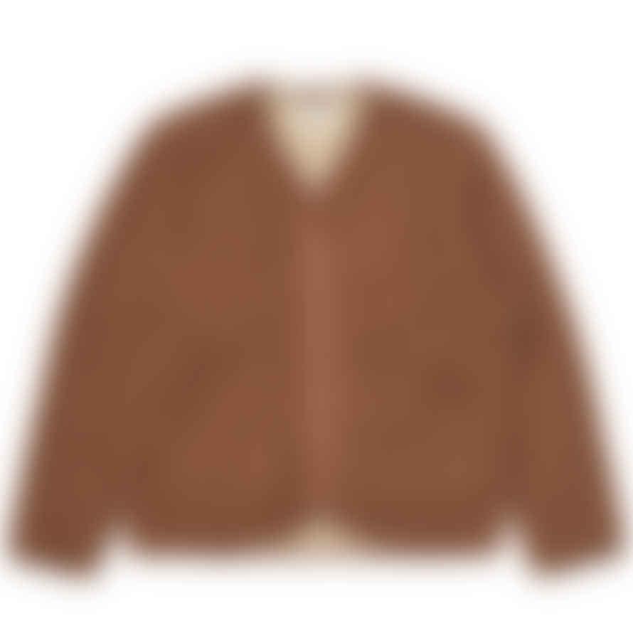 Universal Works Zip Liner Jacket In Brown Soft Wool Cotton Knit