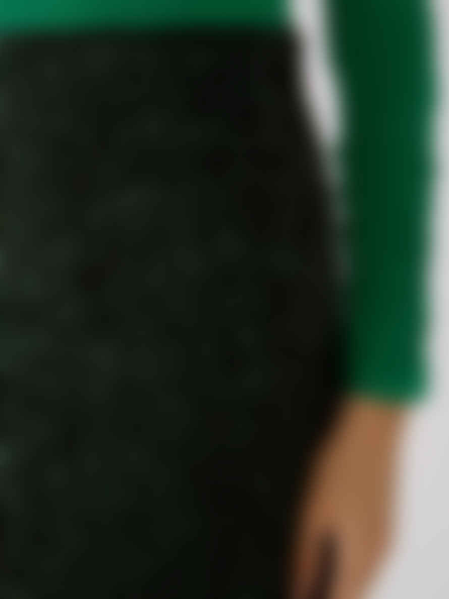 Oui Sequin Midi Skirt Dark Green