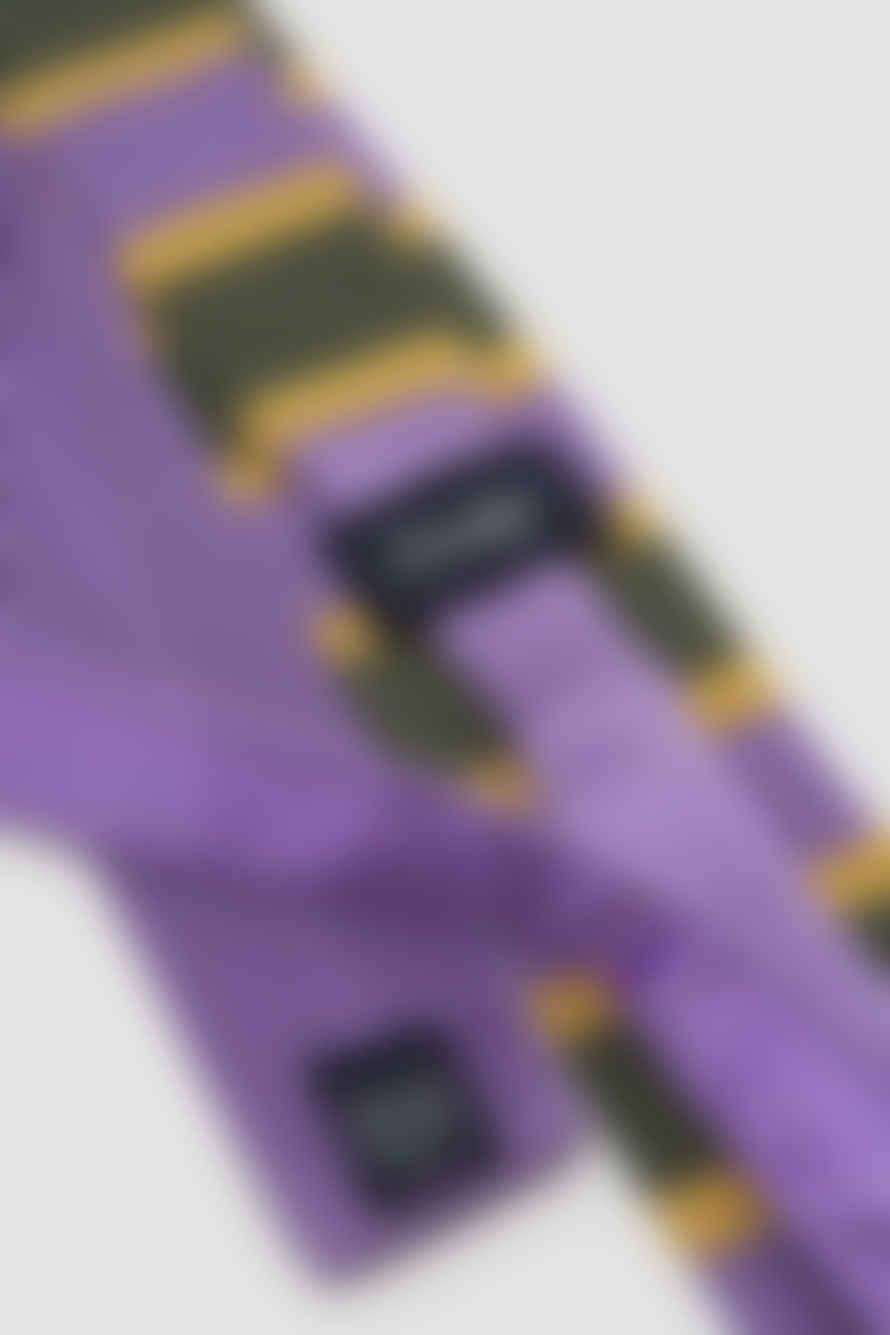 Drake's Stripe Silk Knitted Tie Purple/Grey/Gold